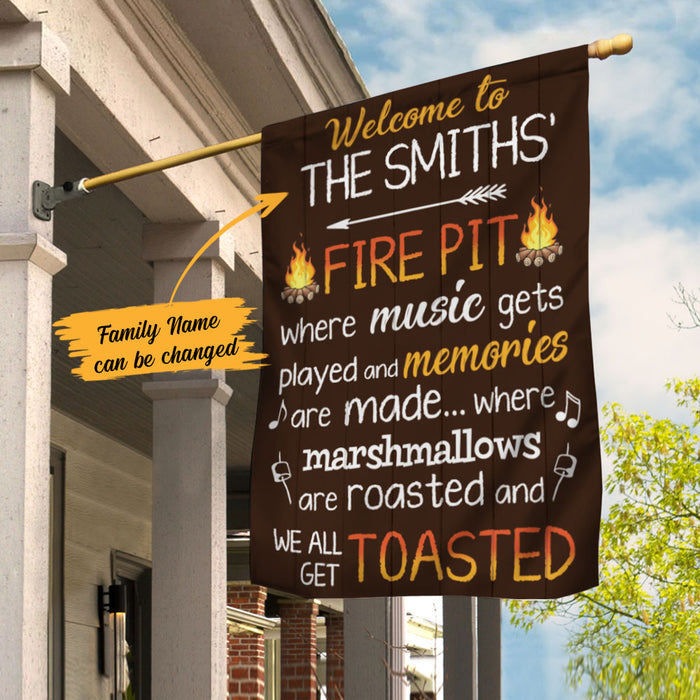 Personalized Welcome To The Fire Pit Gardening Flag AG131 73O58 1