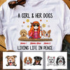 Personalized Hippie Girl And Dog Living In Peace T Shirt JR221 67O60 1
