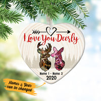 Personalized Hunting Couple I Love You Deerly  Heart Ornament DB12 87O53 thumb 1