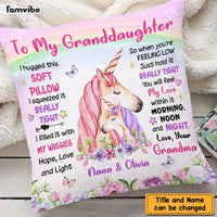 Personalized To Granddaughter From Grandma Unicorn Hug This Pillow 22690 thumb 1