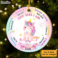 Personalized Inspirational Gift For Granddaughter Unicorn God Says Circle Ornament 30149 thumb 1