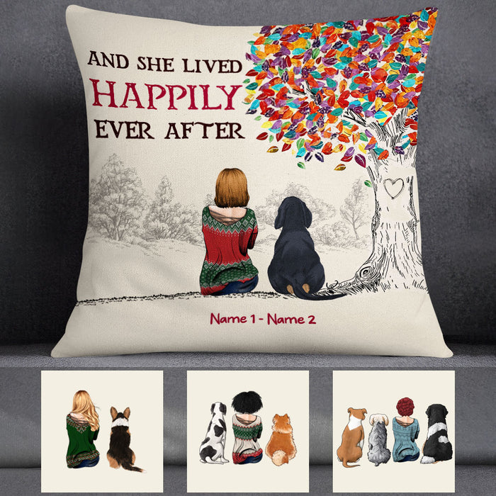 Personalized She Lived Happily Ever After With Dog Pillow JR251 30O53 (Insert Included) 1