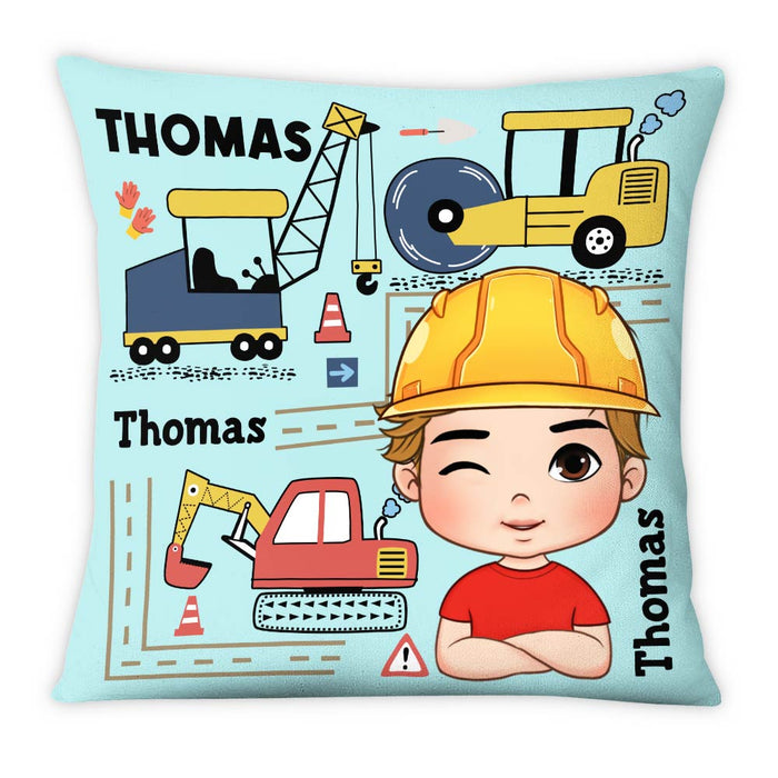 Personalized Gift For Grandson Construction Custom Name Pillow 30863 1