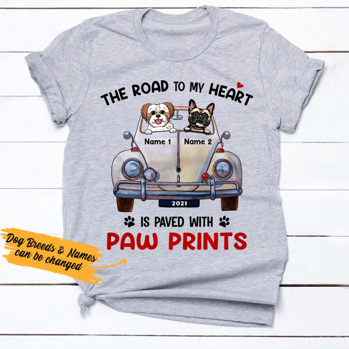 Personalized Dog Pawprints Paved To My Heart T Shirt JR291 65O36 1