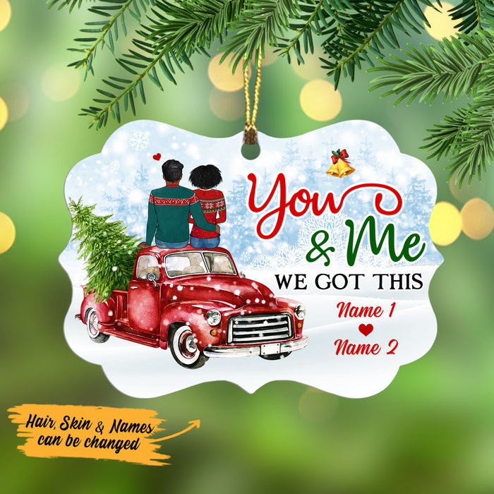 Personalized Red Truck Couple Christmas Benelux Ornament NB124 95O53 1