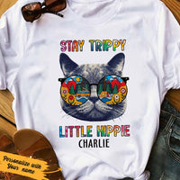 Personalized Hippie Cat White T Shirt JN183 67O47 thumb 1