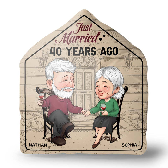 Personalized Anniversary, Loving Gift For Couples Just Married 40 Years Ago Shaped Pillow 30643 1
