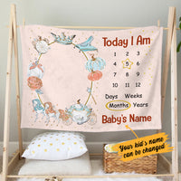 Personalized Baby Girl Milestone Today I Am Blanket OB202 87O34 thumb 1