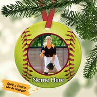 Personalized Sport Baseball Softball Volleyball Basketball  Circle Ornament NB194 87O53 thumb 1
