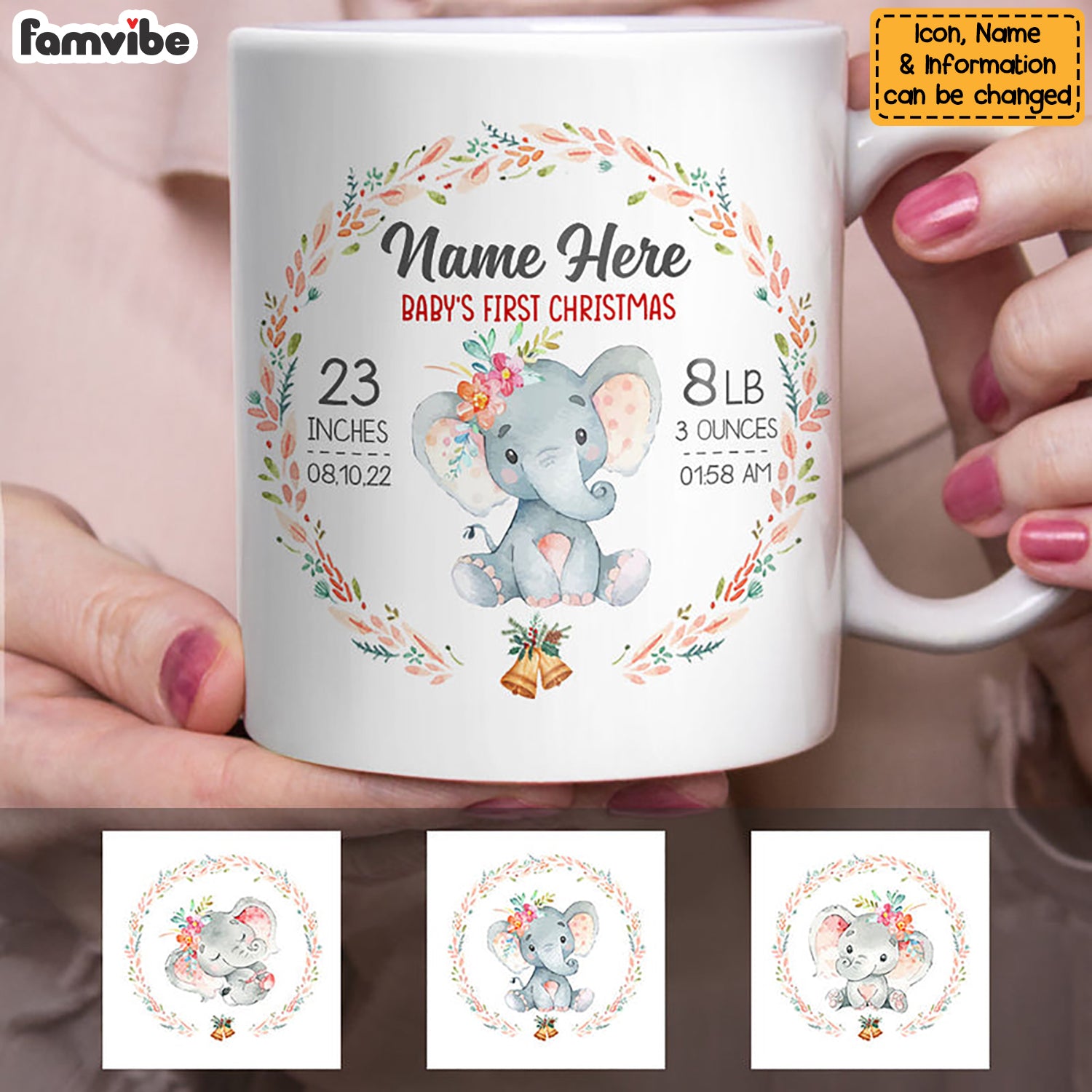 Personalized Elephant Baby First Christmas Mug OB82 73O58