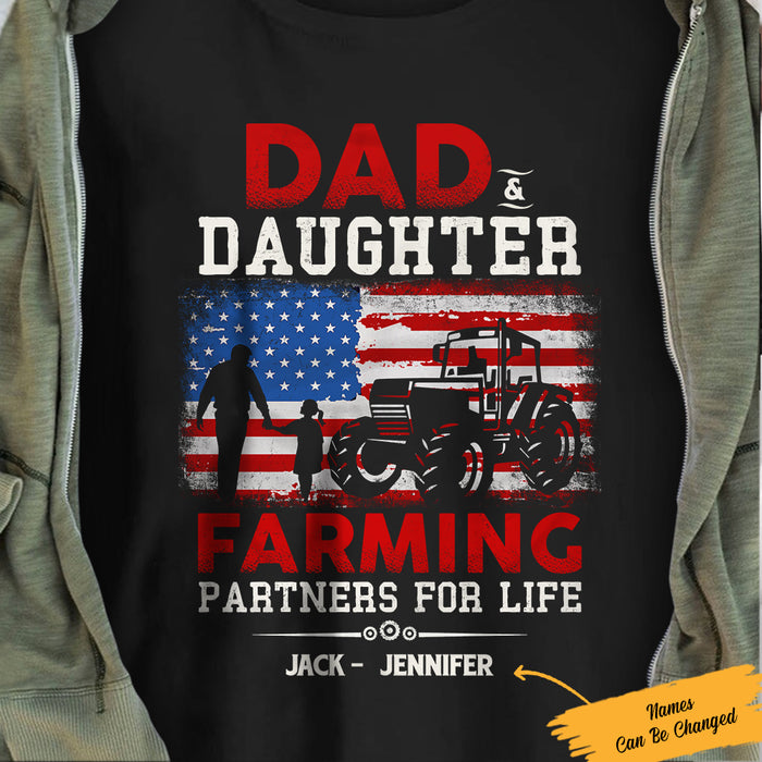 Personalized Tractor Farmer Dad & Daughter Farming Partners T Shirt JL291 67O57 1