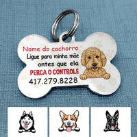 Personalized Dog Call My Mom Cachorro Cadela Portuguese Bone Pet Tag AP1410 30O34 thumb 1