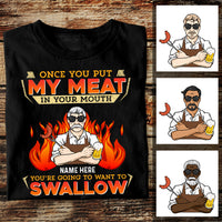 Personalized Dad BBQ Swallow My Meat T Shirt JL82 24O36 thumb 1