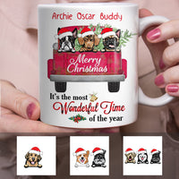 Personalized Dog  Red Truck Christmas The Most Wonderful Time Mug OB22 87O34 thumb 1