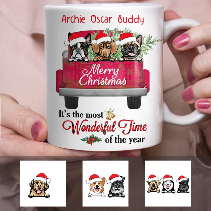 Personalized Dog  Red Truck Christmas The Most Wonderful Time Mug OB22 87O34 1