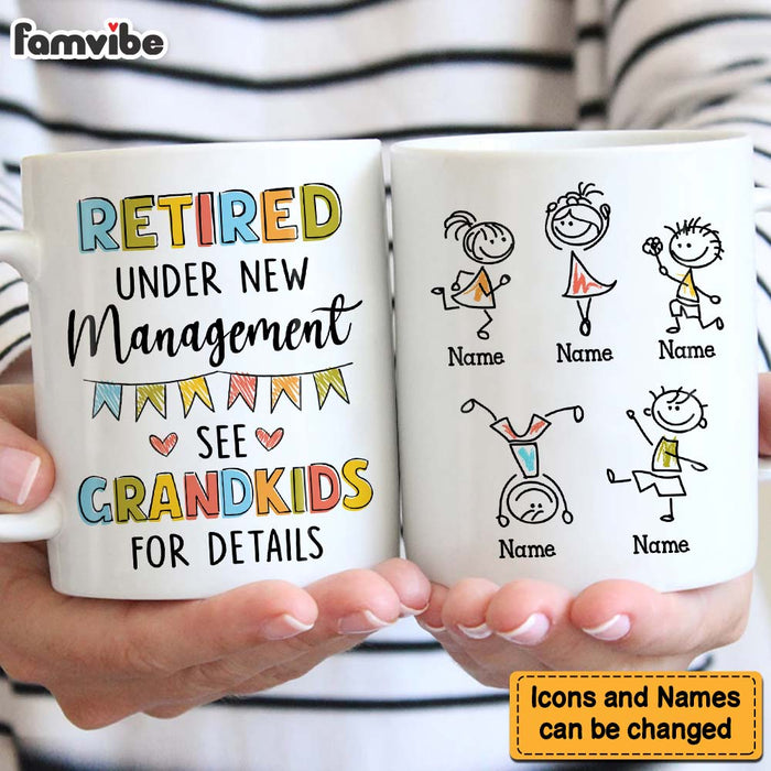 Personalized Retired Under New Management See Grandkids For Details Mug 30704 1