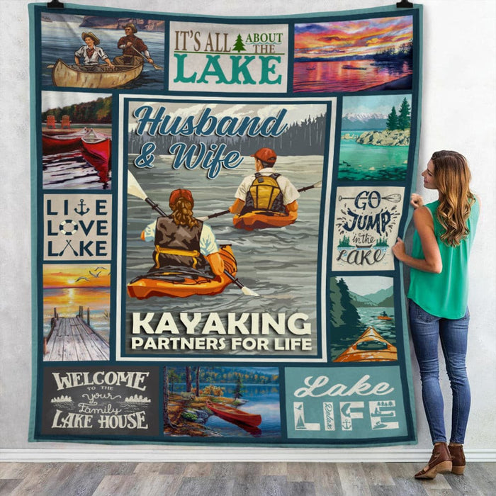 Kayaking Couple Lake Fleece Blanket JN252 65O47 1