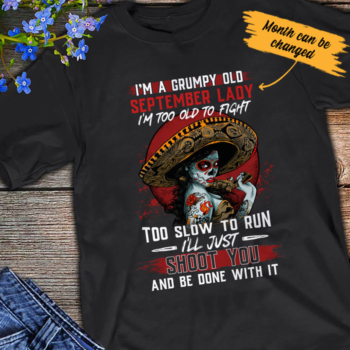 Personalized Skull Old & Grumpy T Shirt JL292 95O34 1