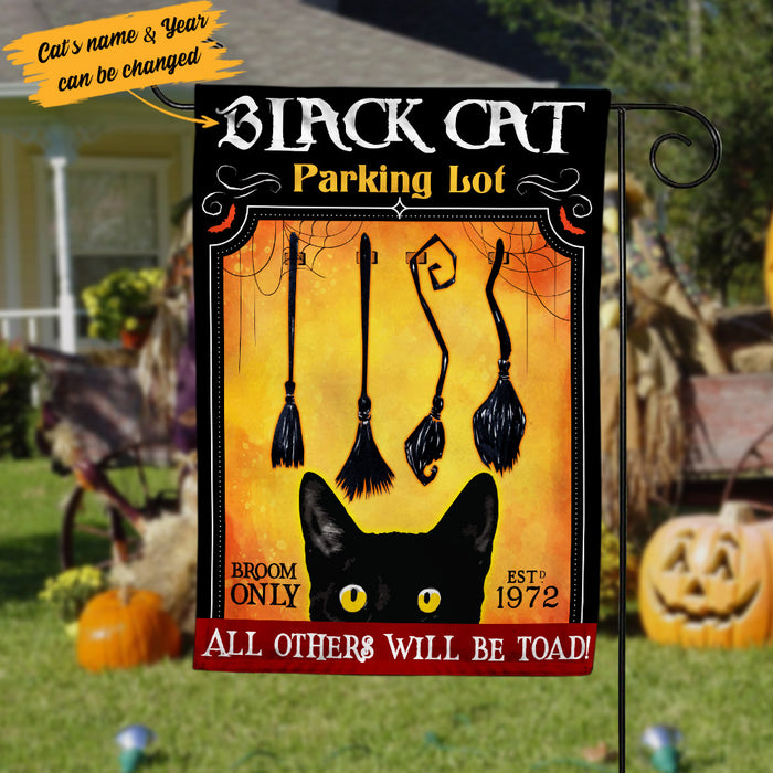 Personalized Black Cat Broom Parking Company Halloween Flag AG133 81O53 1