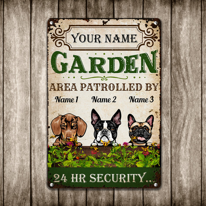 Personalized Garden Patrolled By Dog Metal Sign JN291 95O36 1