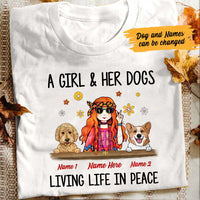 Personalized Hippie Girl And Dog Living In Peace T Shirt JR221 67O60 thumb 1