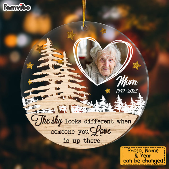 Personalized Photo The Sky Looks Different Memorial Christmas 2 Layered Mix Ornament 30007 1