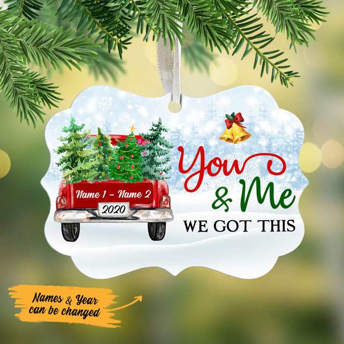 Personalized Red Truck Christmas Couple Benelux Ornament NB123 81O53 1