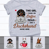 Personalized Coffee Jesus and Dogs T Shirt OB61 29O47 thumb 1