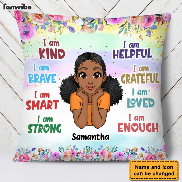 Personalized Daughter Granddaughter Kids Affirmations I Am Kind I Am Smart Pillow 22619 1