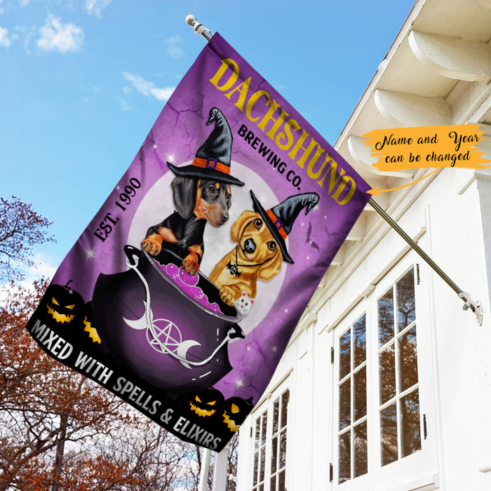 Personalized Dachshund Dog Brewing Company Halloween Flag AG193 95O47 1