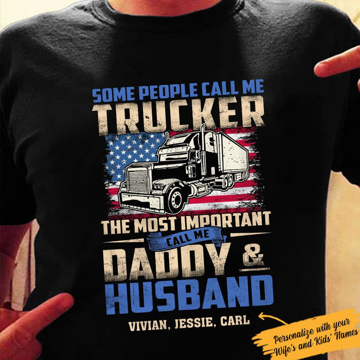 Personalized Trucker Dad & Husband T Shirt JN192 95O57 1