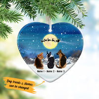 Personalized Dog Christmas Watching Santa  Heart Ornament OB263 81O53 thumb 1