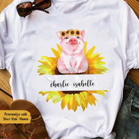 Personalized Grandma Sunflower Pig White T Shirt JN164 95O58 thumb 1