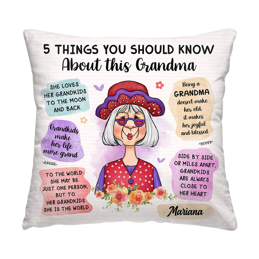 Personalized Gift For Grandma Things You Should Know Pillow 31317 Primary Mockup