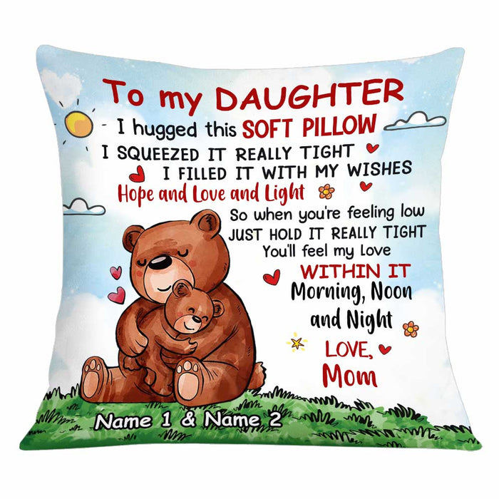 Personalized Bear Daughter Hug This Pillow JR63 95O34 1