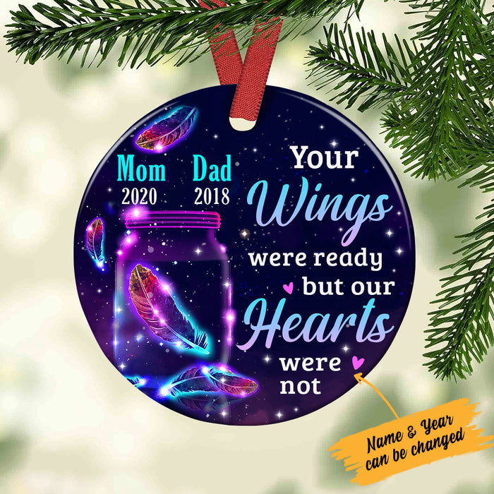 Personalized Memorial Mom Dad Your Wings Were Ready Circle Ornament NB144 85O34 1