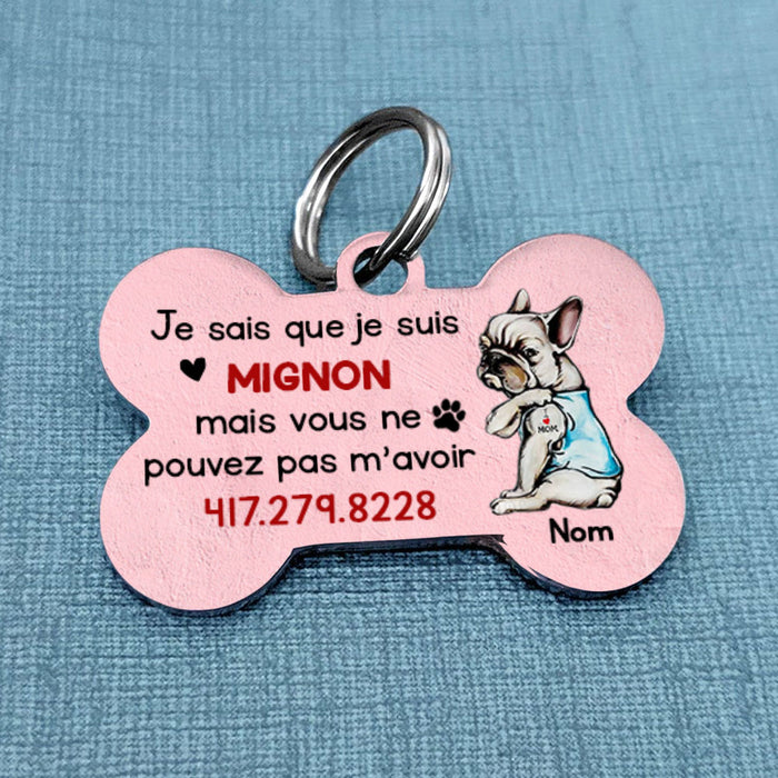 Personalized Dog I Am Cute Chien French Bone Pet Tag AP95 87O58 1