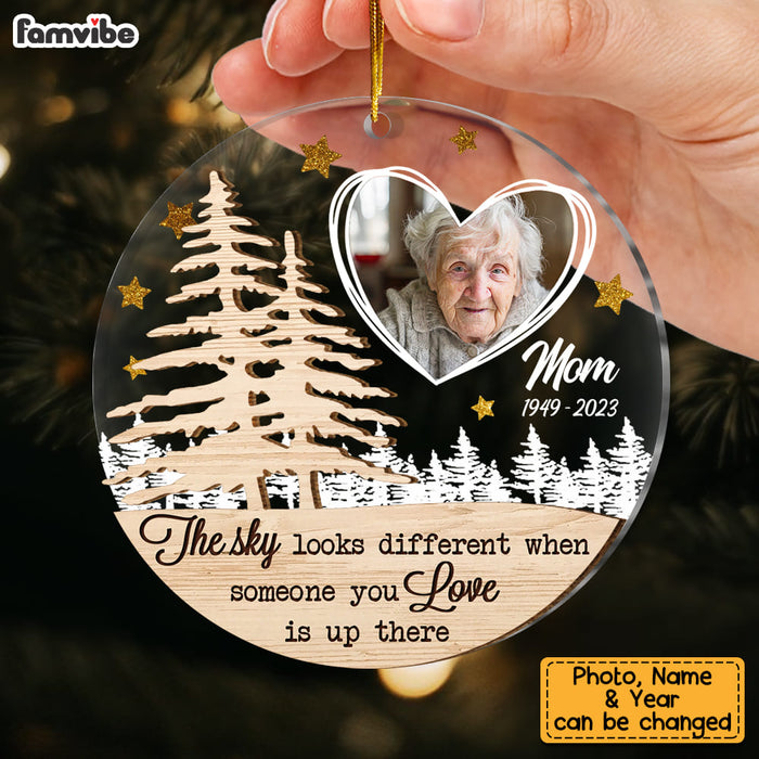 Personalized Photo The Sky Looks Different Memorial Christmas 2 Layered Mix Ornament 30007 1