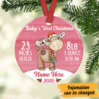 Personalized Baby First Christmas Moose  Circle Ornament NB193 81O60 thumb 1
