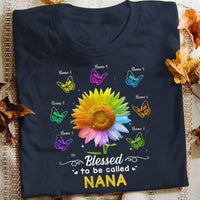 Personalized  Blessed Butterfly Sunflower Mom Grandma T Shirt MY41 65O57 thumb 1