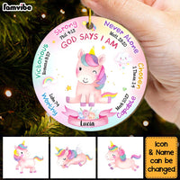 Personalized Inspirational Gift For Granddaughter Unicorn God Says Circle Ornament 30149 thumb 1