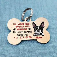 Personalized Dog Call My Humans French Chien Bone Pet Tag AP128 95O58 thumb 1
