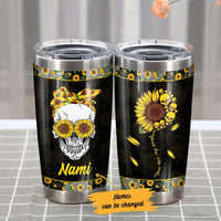 Personalized Sunflower Skull Steel Tumbler JN182 73O36 thumb 1