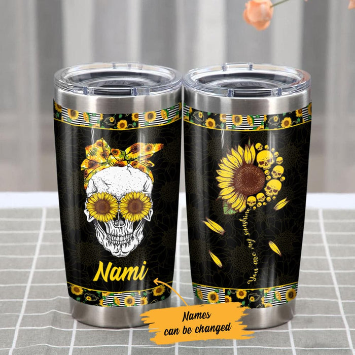 Personalized Sunflower Skull Steel Tumbler JN182 73O36 1