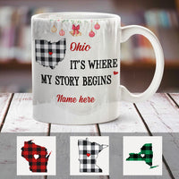Personalized Story Begins Born And Live Buffalo Plaid Mug OB91 30O36 thumb 1