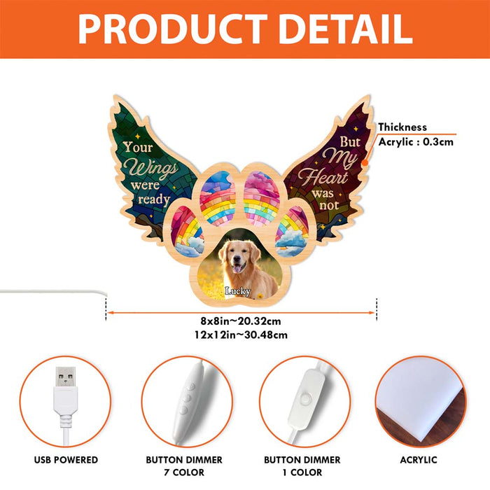 Personalized Dog Memorial Photo Your Wings Were Ready Custom Shape Photo Light Box 31705 1