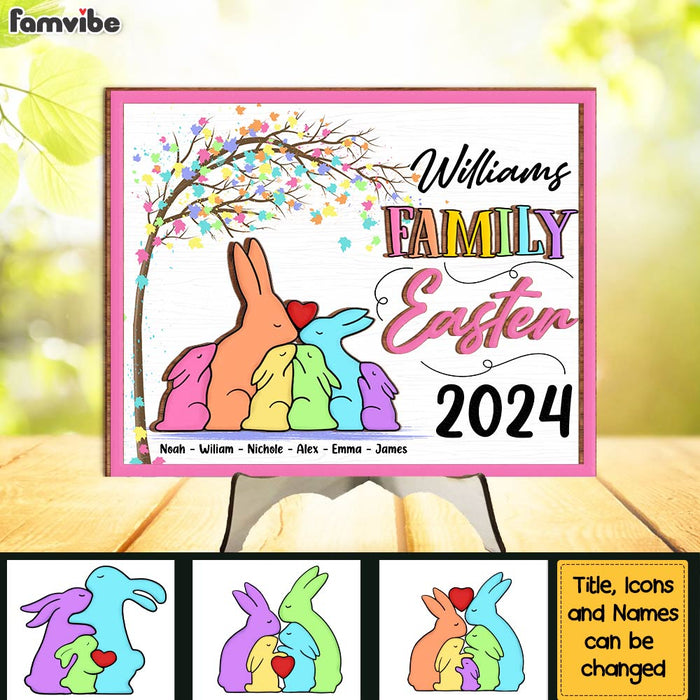 Personalized Easter Gift Bunny Family 2 Layered Separate Wooden Plaque 31717 1