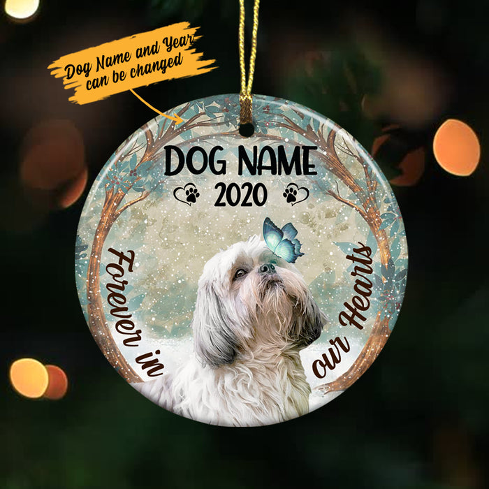 Personalized Forever In Our Hearts Shih Tzu Dog Memorial  Ornament OB211 73O36 1