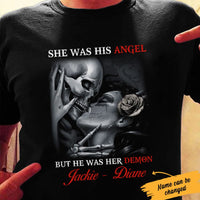 Personalized Skull Husband & Wife T Shirt JN212 95O34 thumb 1