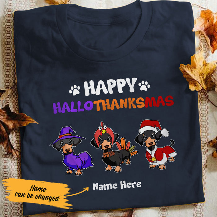 Personalized Halloween Thanksgiving Christmas Dachshund T Shirt OB53 85O58 1